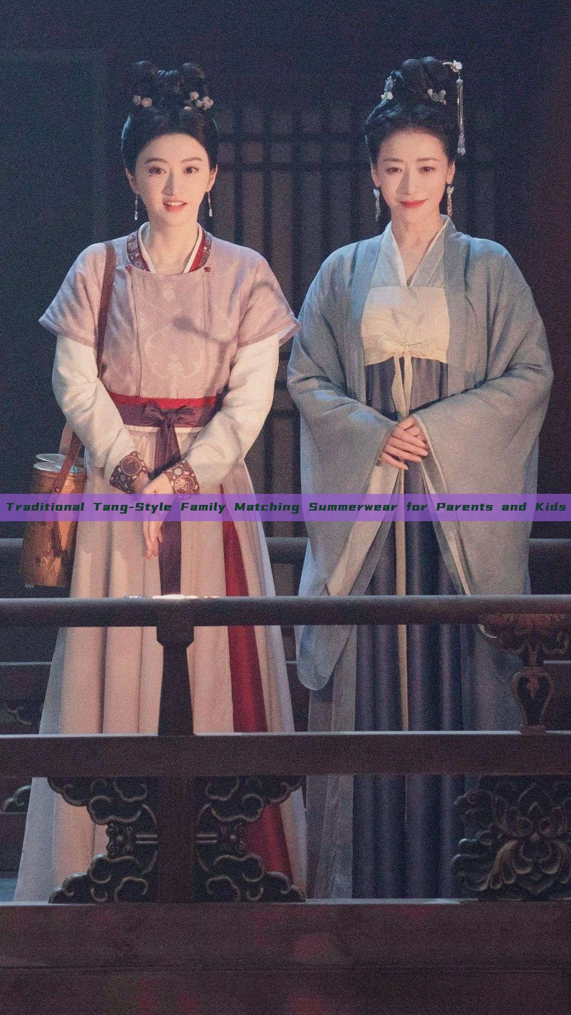 Traditional Tang-Style Family Matching Summerwear for Parents and Kids Traditional Tang-Style Family Matching Summerwear for Parents and Kids