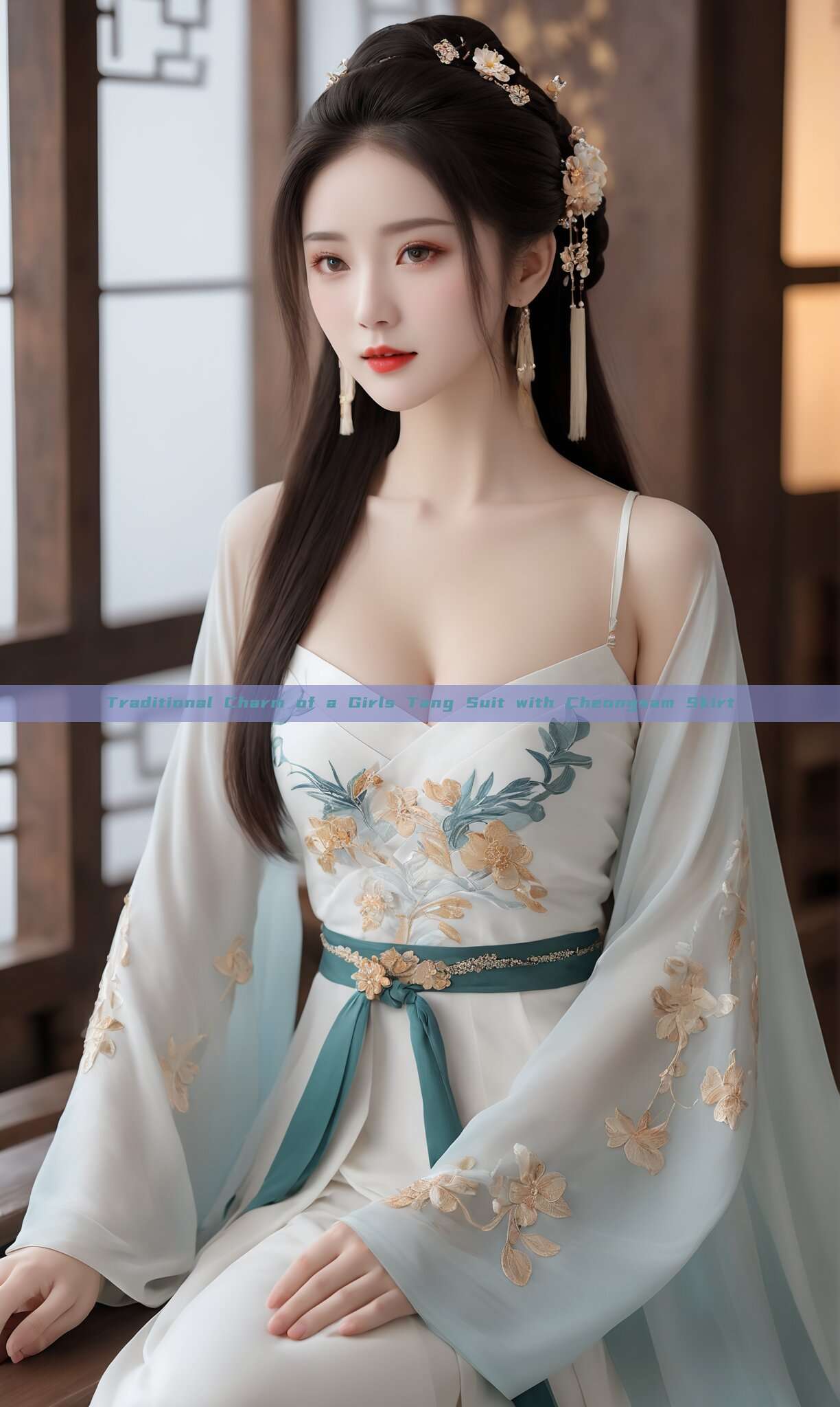 Traditional Charm of a Girls Tang Suit with Cheongsam Skirt Traditional Charm of a Girls Tang Suit with Cheongsam Skirt