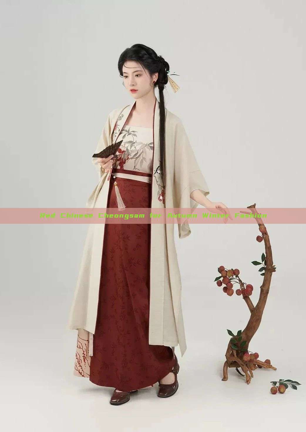 Red Chinese Cheongsam for Autumn Winter Fashion Red Chinese Cheongsam for Autumn Winter Fashion