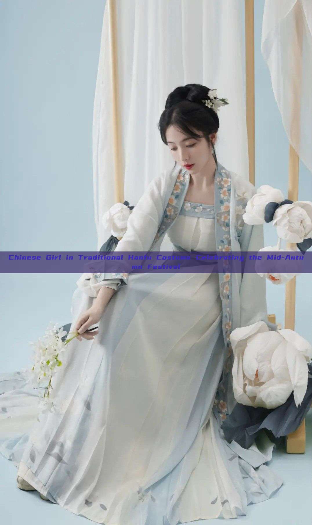 Chinese Girl in Traditional Hanfu Costume Celebrating the Mid-Autumn Festival Chinese Girl in Traditional Hanfu Costume Celebrating the Mid-Autumn Festival
