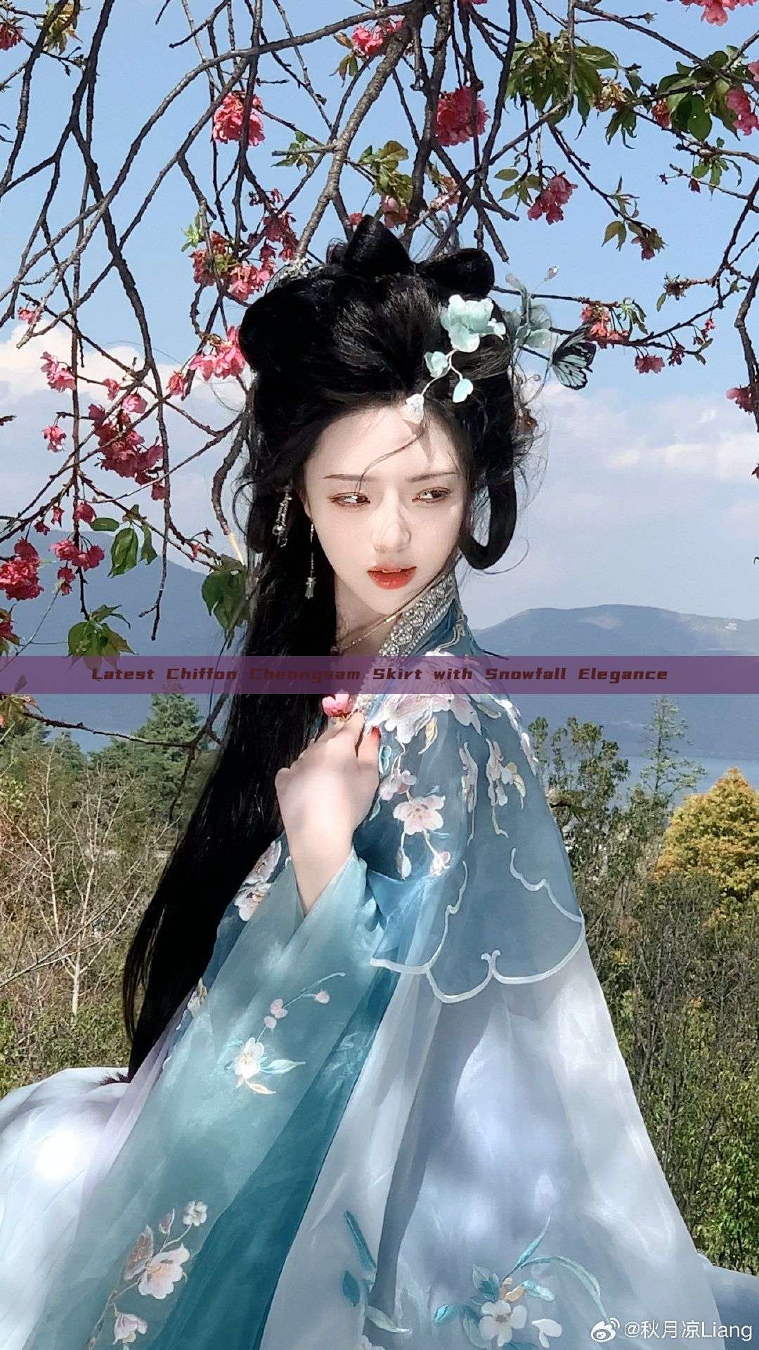 Latest Chiffon Cheongsam Skirt with Snowfall Elegance