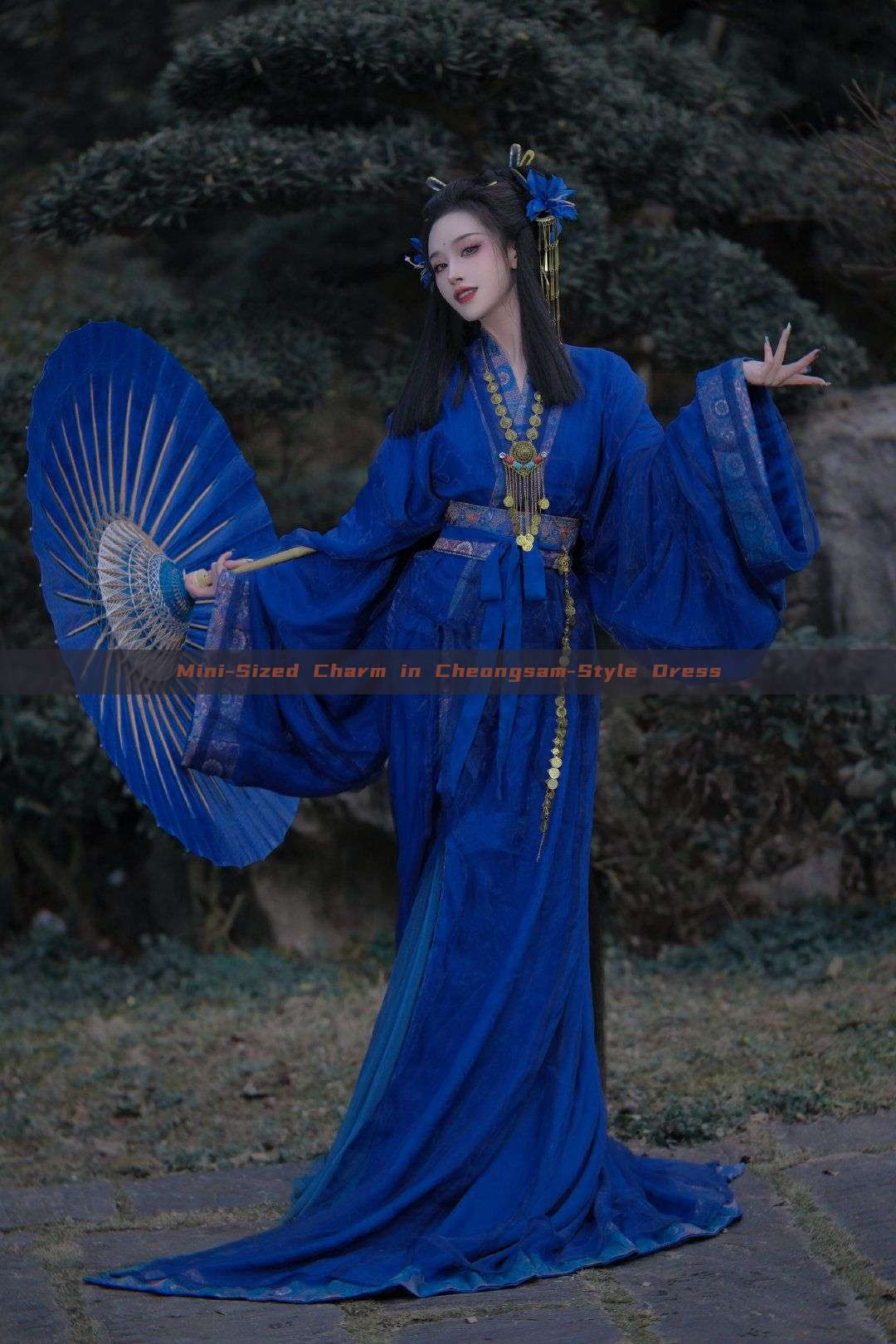 Mini-Sized Charm in Cheongsam-Style Dress