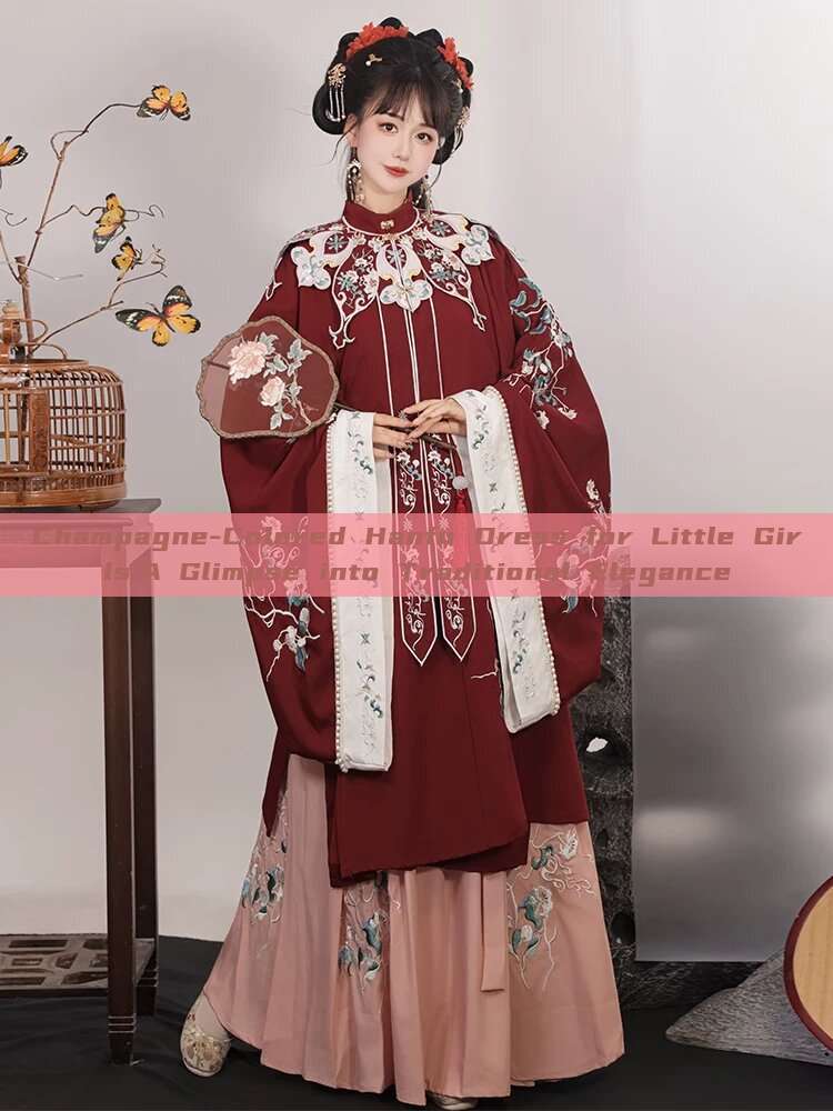 Champagne-Colored Hanfu Dress for Little Girls:A Glimpse into Traditional Elegance Champagne-Colored Hanfu Dress for Little Girls:A Glimpse into Traditional Elegance