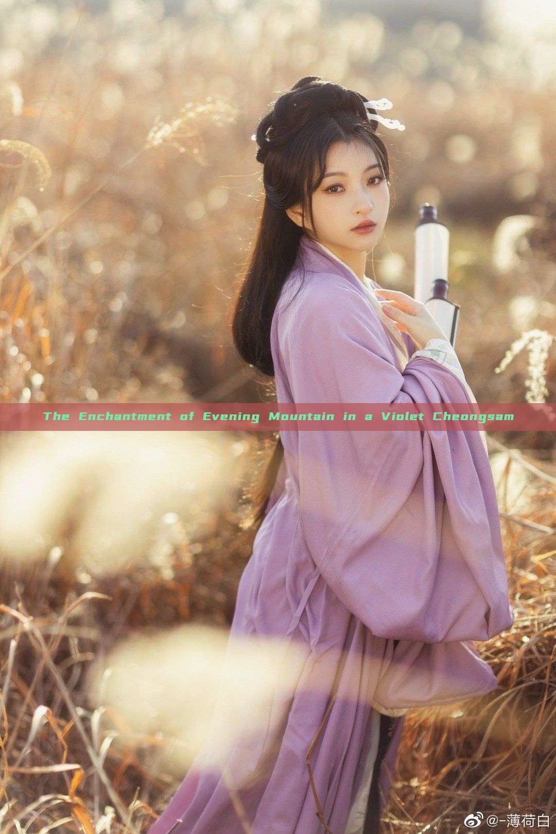 The Enchantment of Evening Mountain in a Violet Cheongsam The Enchantment of Evening Mountain in a Violet Cheongsam
