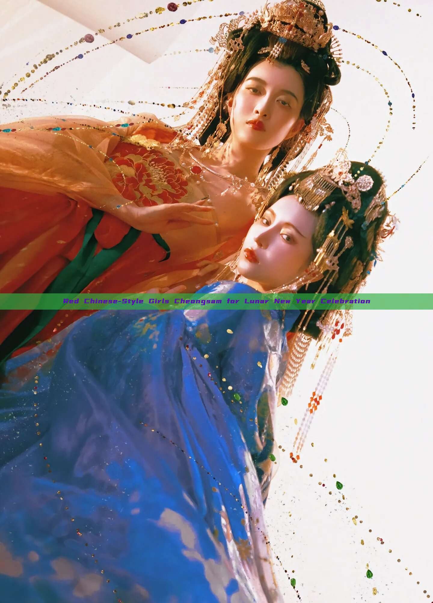 Red Chinese-Style Girls Cheongsam for Lunar New Year Celebration