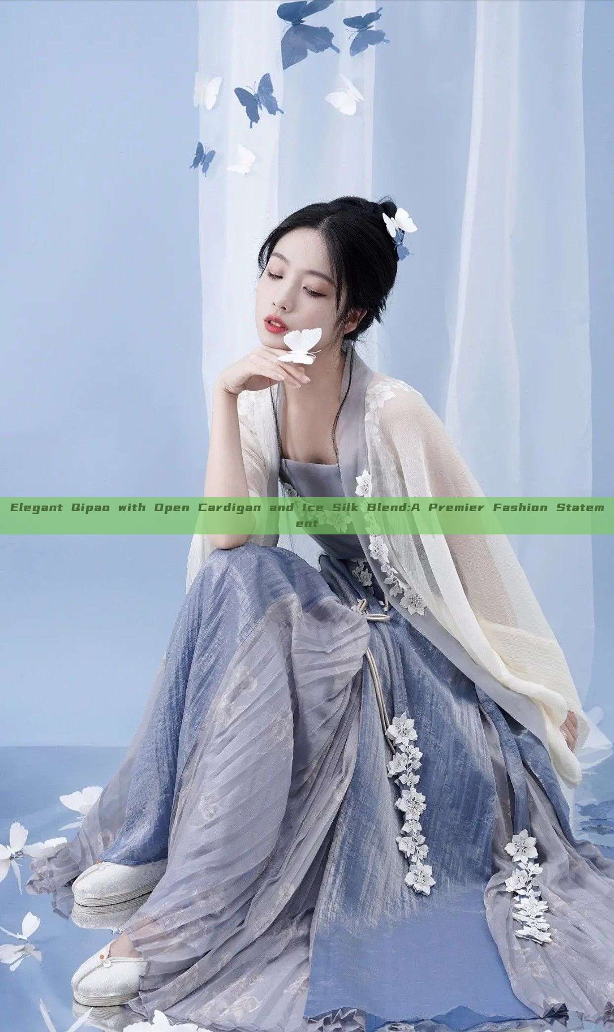 Elegant Qipao with Open Cardigan and Ice Silk Blend:A Premier Fashion Statement Elegant Qipao with Open Cardigan and Ice Silk Blend:A Premier Fashion Statement