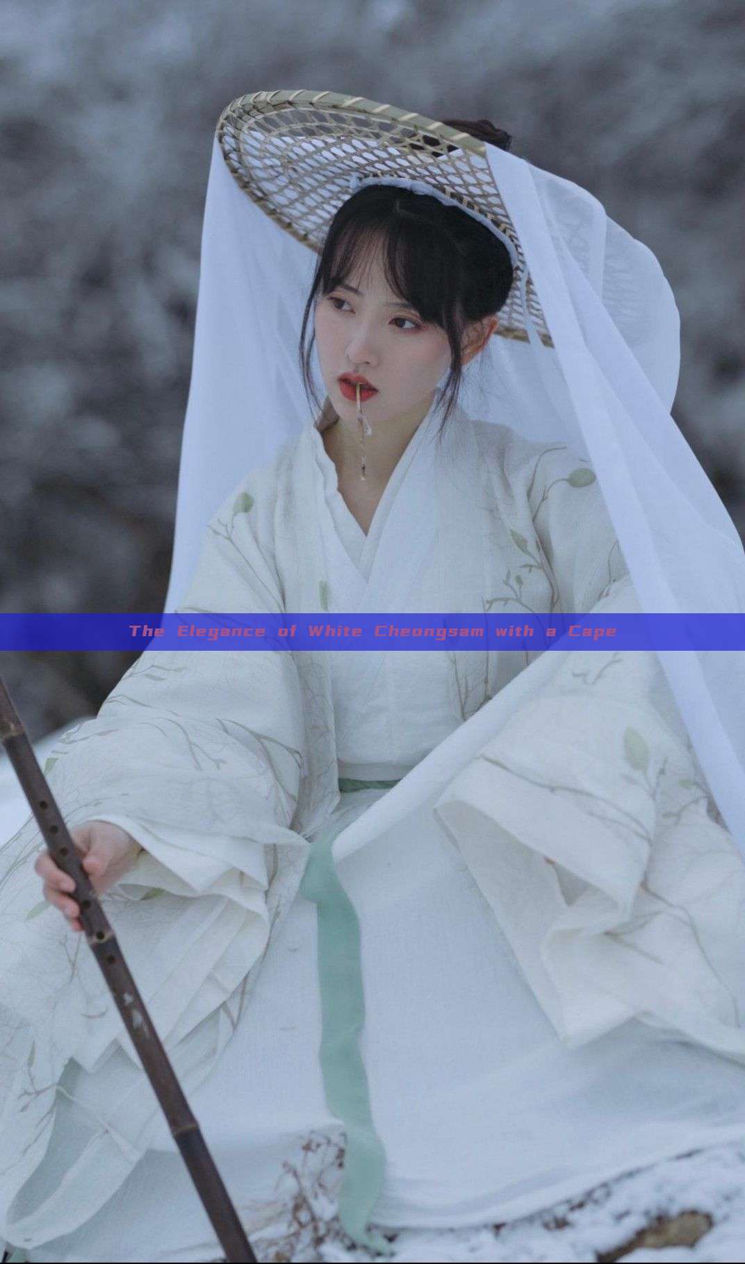 The Elegance of White Cheongsam with a Cape The Elegance of White Cheongsam with a Cape