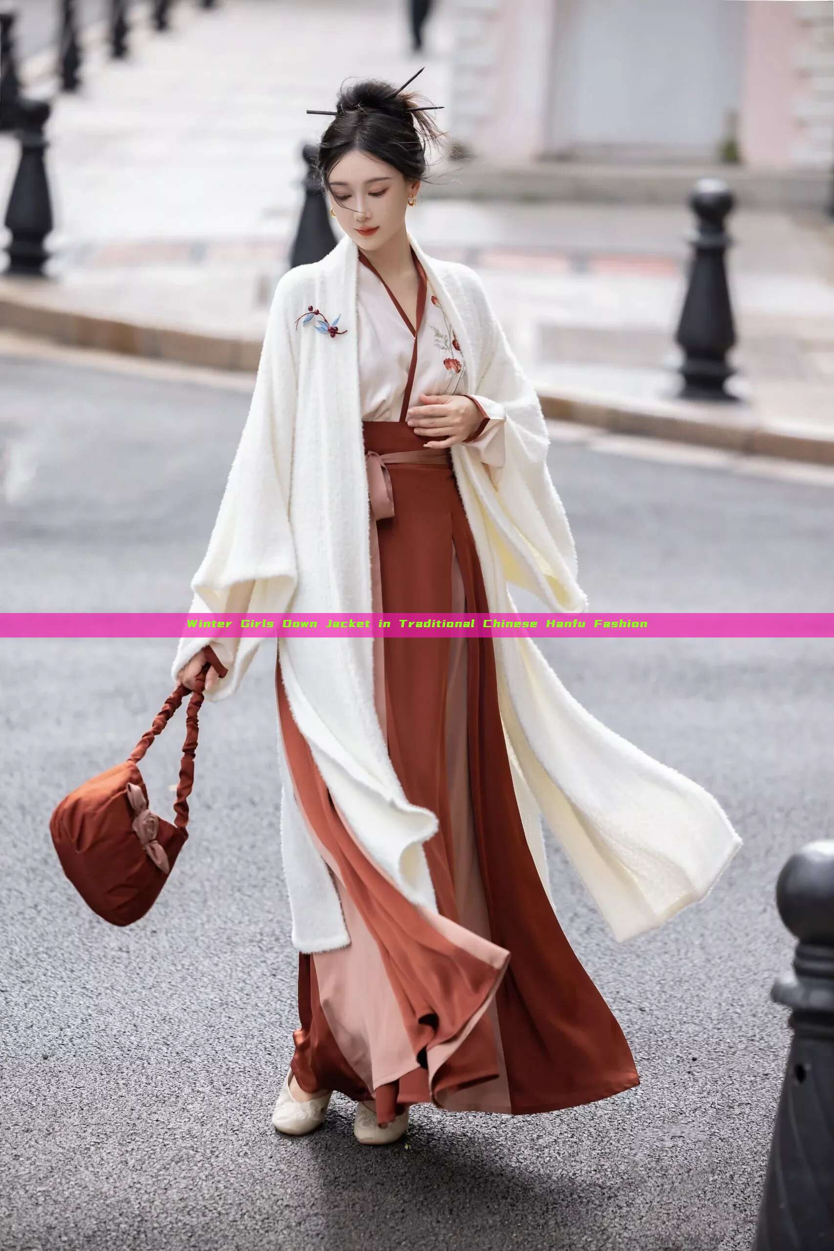 Winter Girls Down Jacket in Traditional Chinese Hanfu Fashion