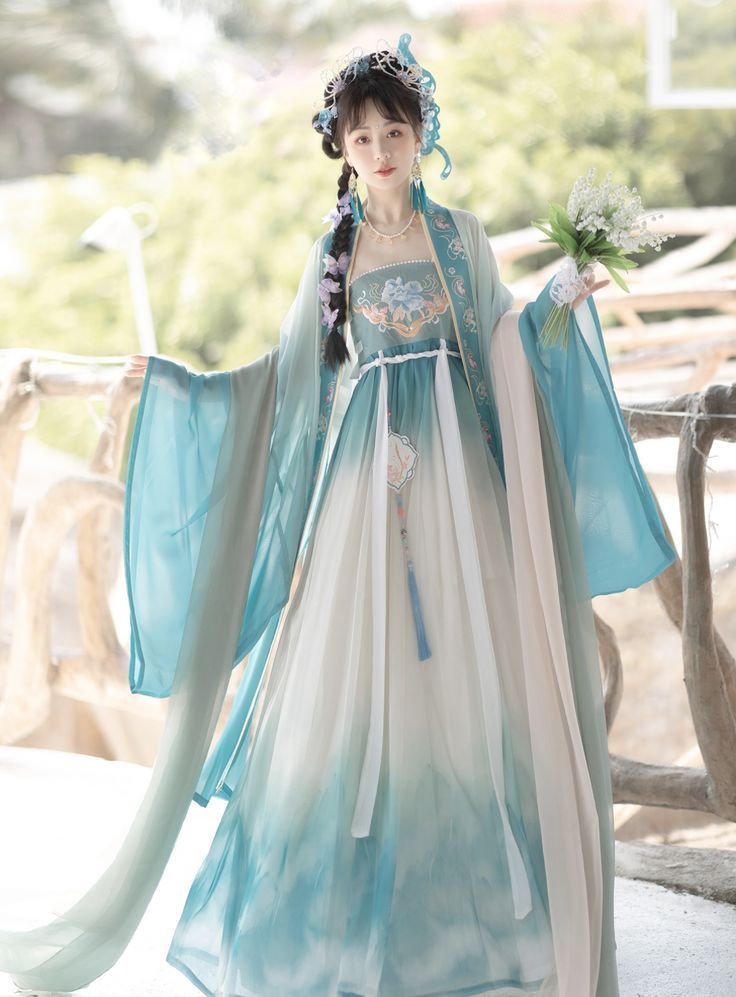 Little Girls in Traditional Hanfu with Plush Hanfu Shoes Little Girls in Traditional Hanfu with Plush Hanfu Shoes