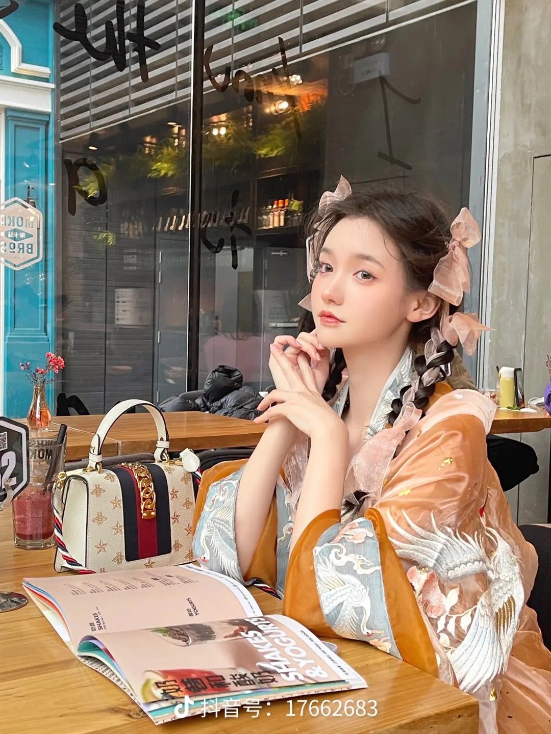The Red Hanfu Fashion of a College Student