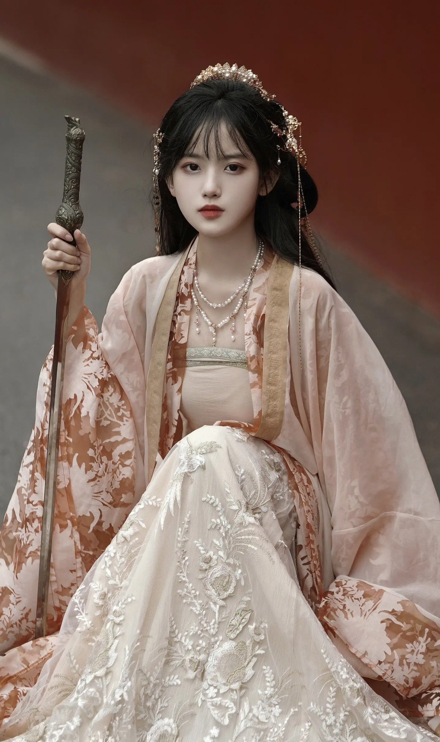The Splendor of Hanfu:A Red Coral Choker Necklace