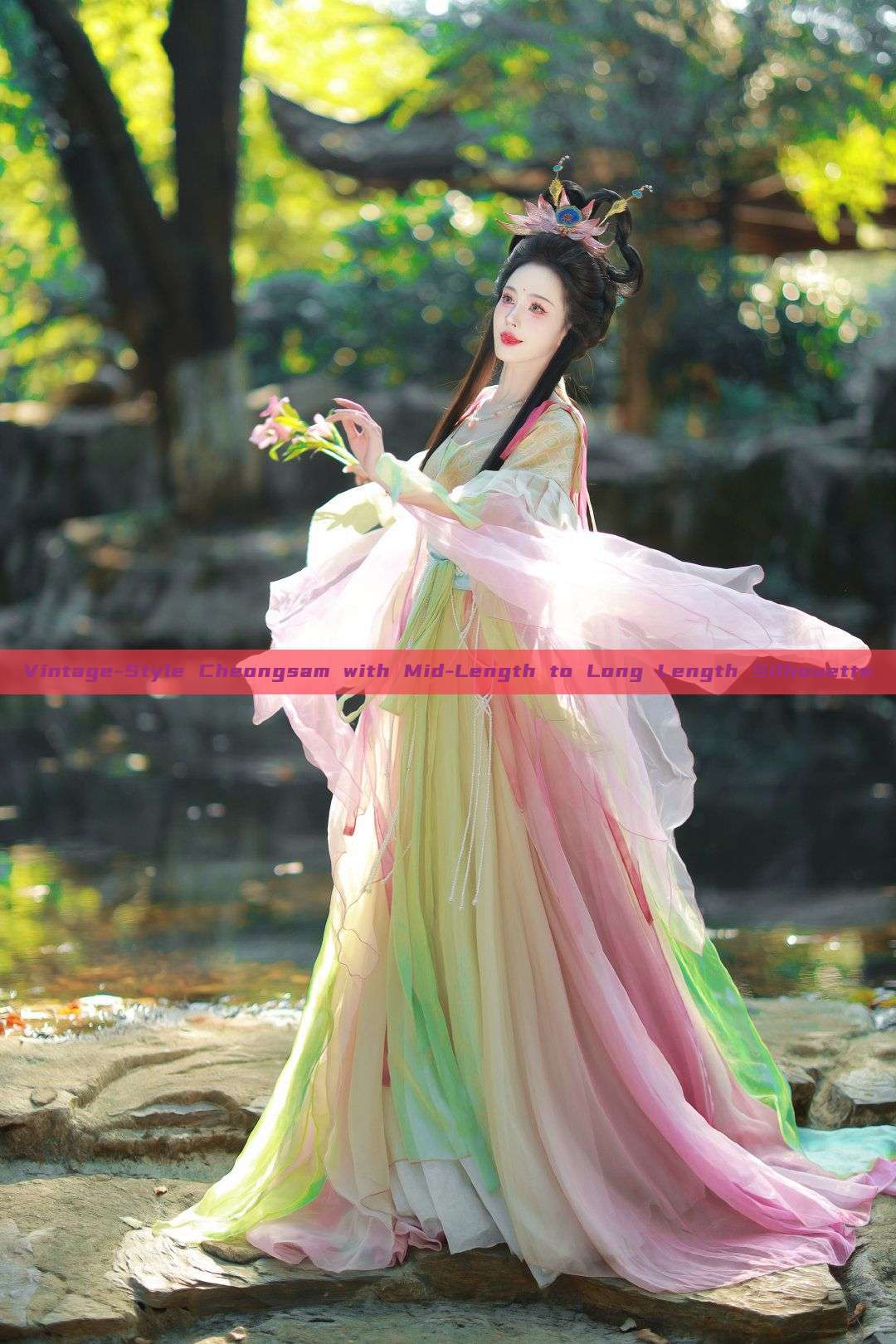 Vintage-Style Cheongsam with Mid-Length to Long Length Silhouette Vintage-Style Cheongsam with Mid-Length to Long Length Silhouette